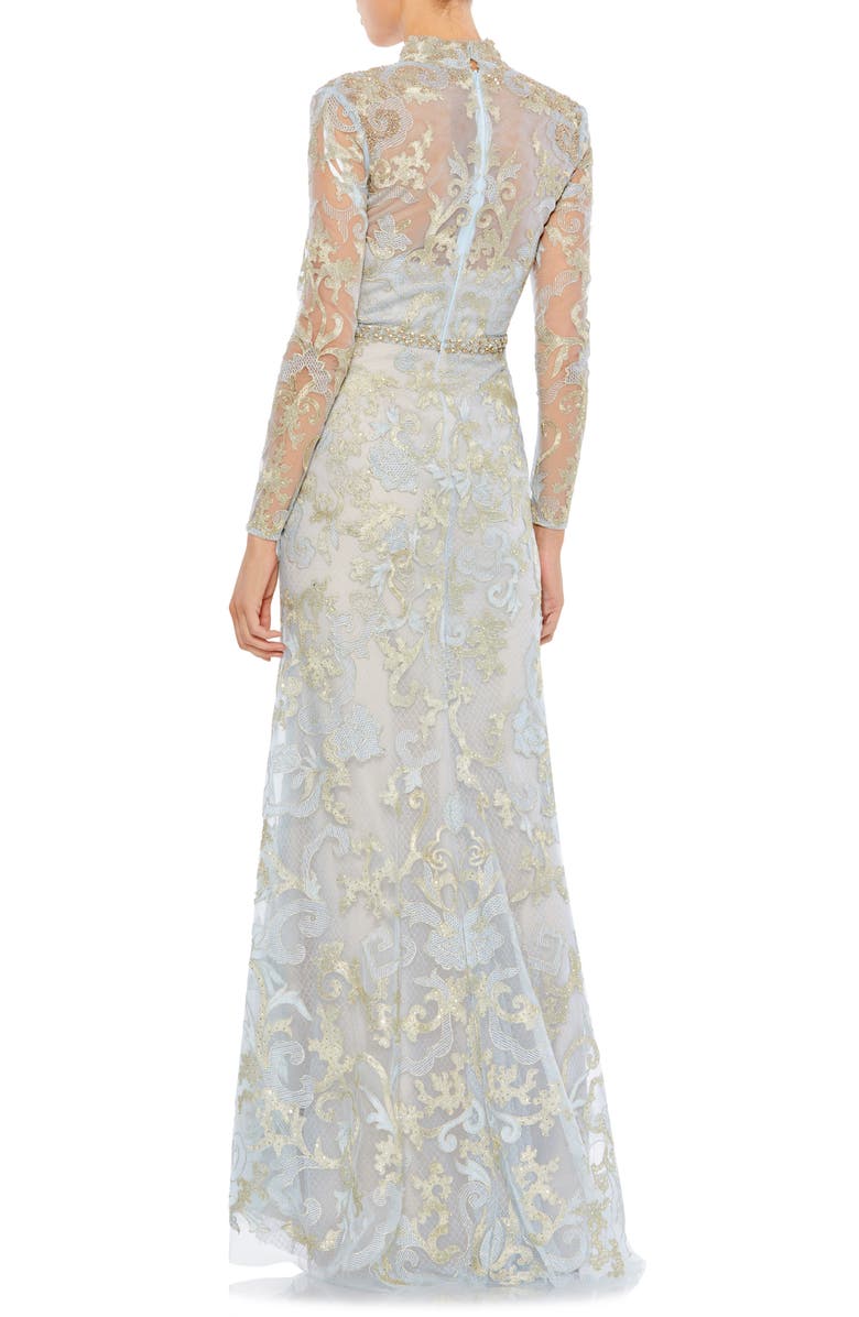 Mac Duggal Beaded Queen Anne Lace Long Sleeve Trumpet Gown, Alternate, color, 