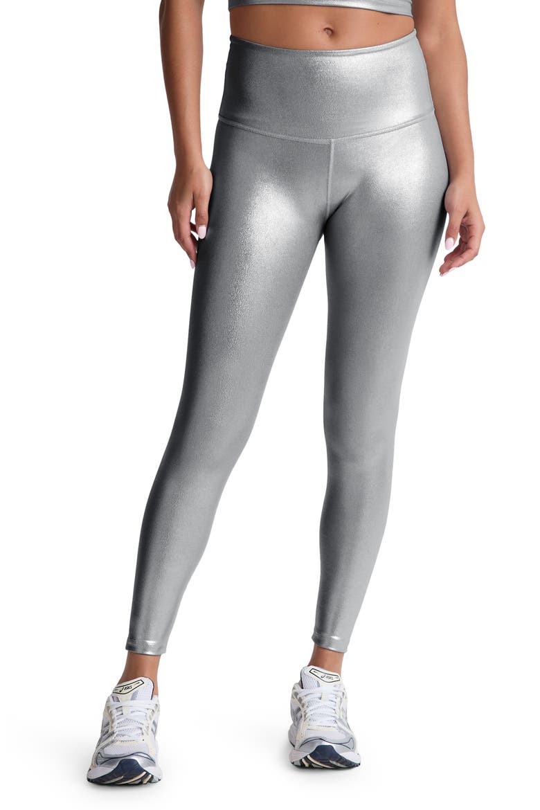 Caught in the Midi High Waist Leggings, Main, color, LIQUID SILVER