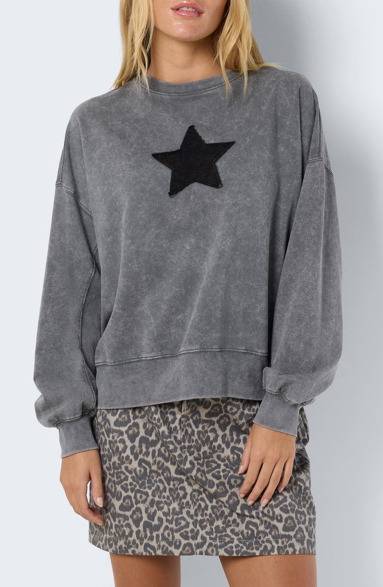 Noisy may Robin Star Appliqué Cotton Sweatshirt, Alternate, color,