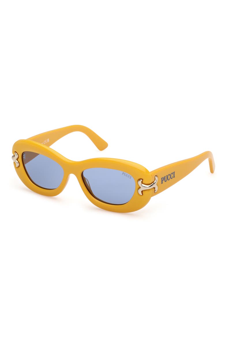 52mm Geometric Sunglasses, Alternate, color, SHINY YELLOW / BLUE