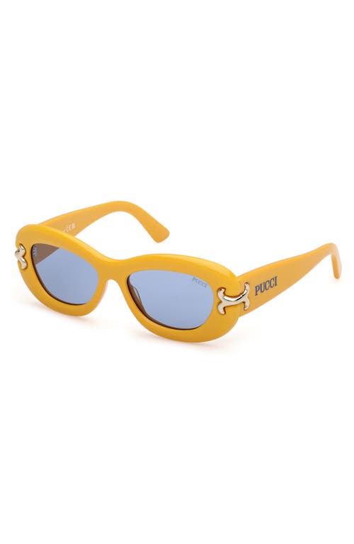 Pucci Emilio  52mm Geometric Sunglasses In Shiny Yellow/blue