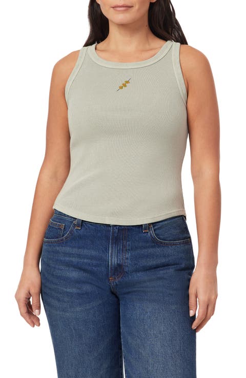 Embroidered Ribbed Tank