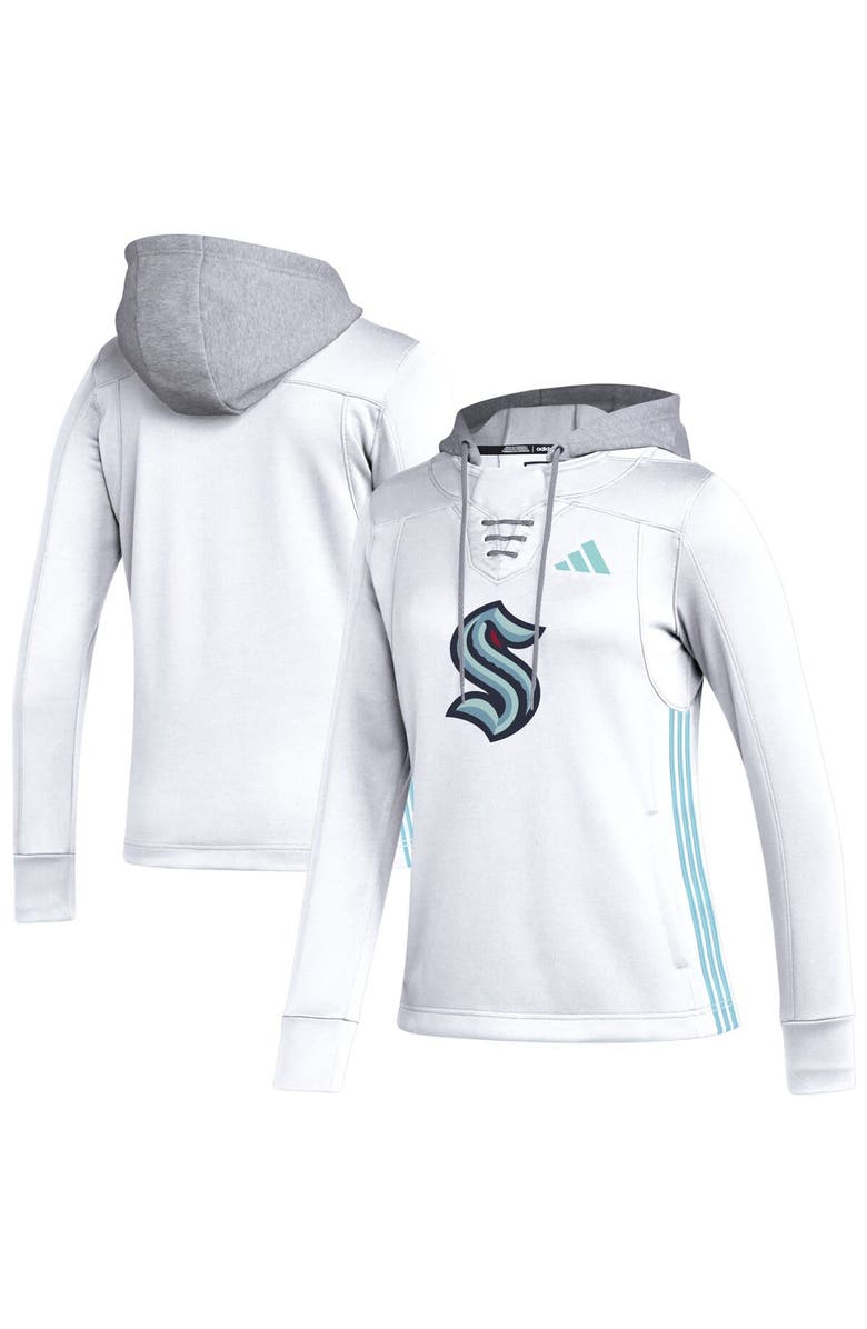 adidas Women's adidas White Seattle Kraken Refresh Skate Lace AEROREADY Pullover Hoodie, Alternate, color, 