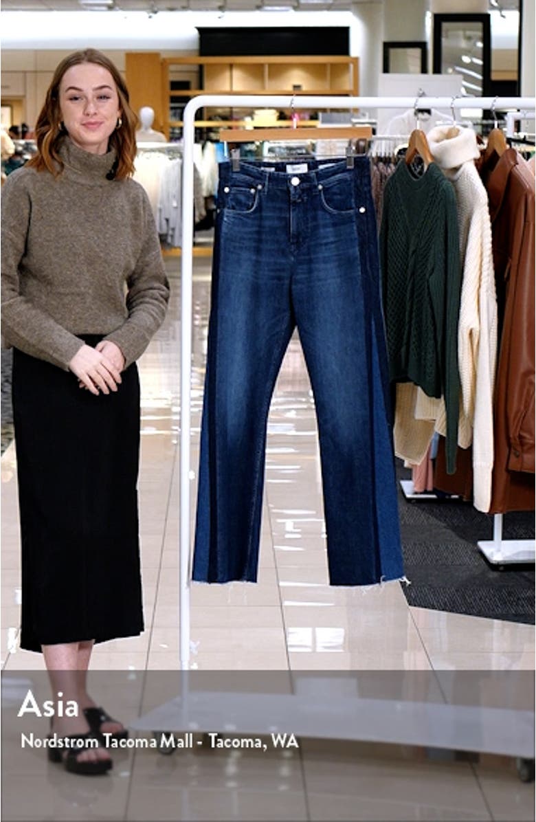 Baylin Two-Tone Raw Hem Wide Leg Jeans, sales video thumbnail