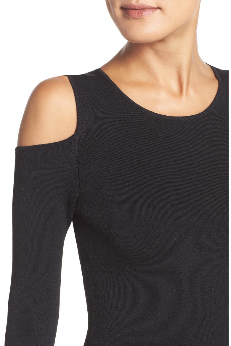 Cold Shoulder Knit Body-Con Dress, Alternate, color, BLACK