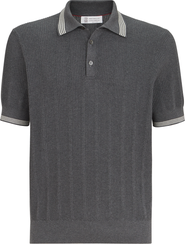 Brunello Cucinelli Cotton textured rib knit polo