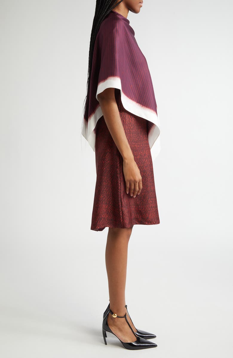 FERRAGAMO Cape Detail Sleeveless Silk Dress, Alternate, color,