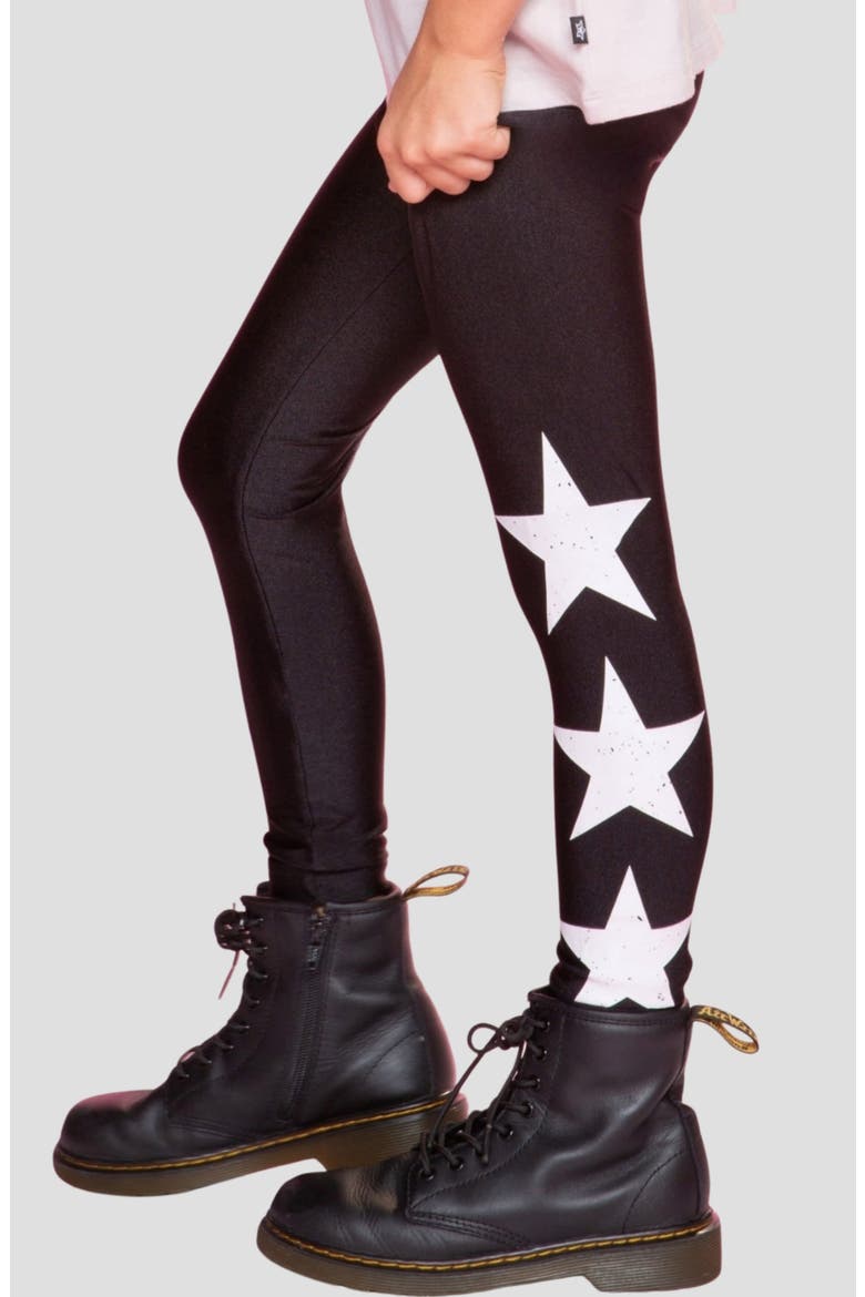 Kids' High Shine Heart Leggings, Alternate, color, BLACK STARS
