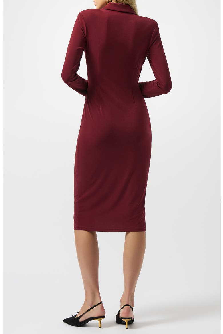 Buckle Detail Long Sleeve Sheath Dress, Alternate, color, MERLOT