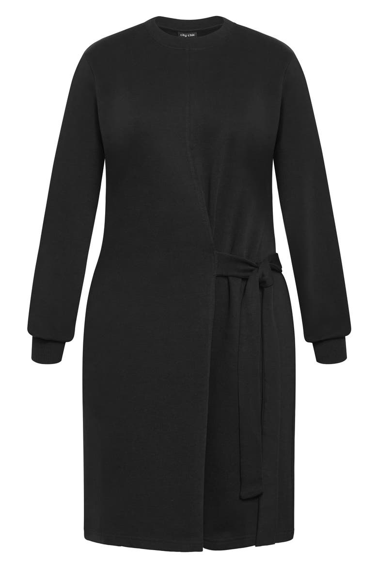 Arla Tie Waist Long Sleeve Dress, Alternate, color, BLACK