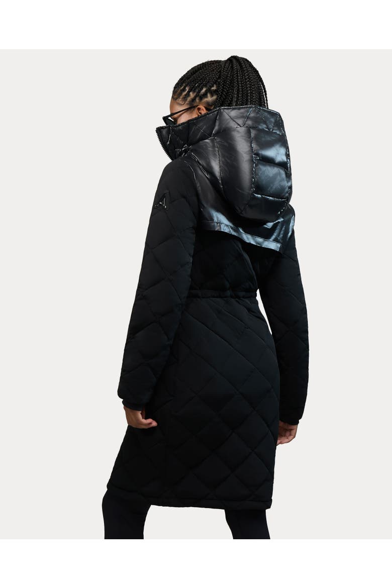Arly Elongated Hybrid Lightweight Puffer Coat, Alternate, color, Black