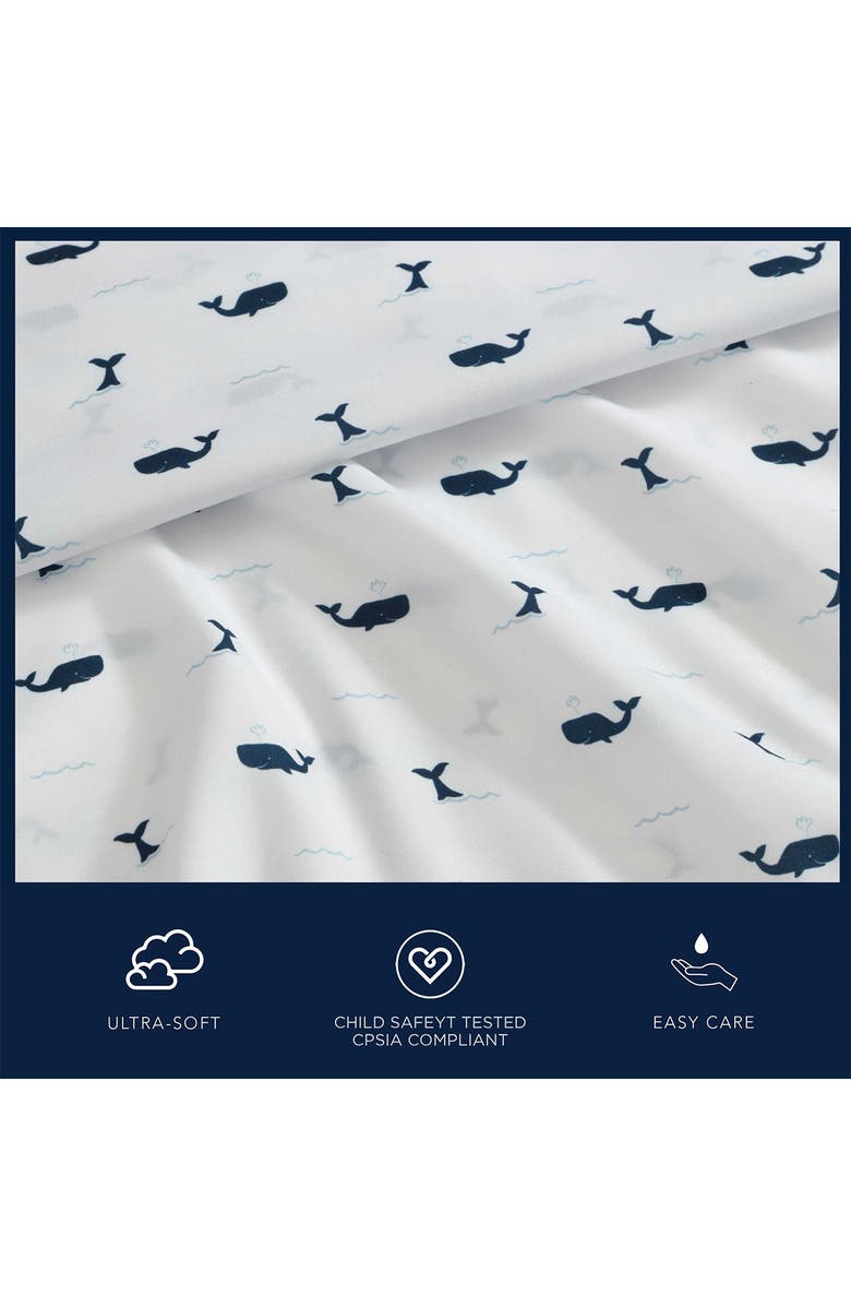 Nautica Caspian Whales Microfiber Sheet Set, Alternate, color, Navy Seas
