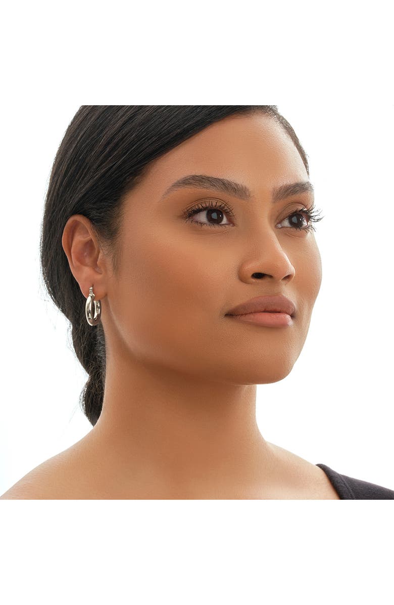 Sterling Forever Rhodium Plated Chunky Tube Hoop Earrings, Alternate, color, Silver