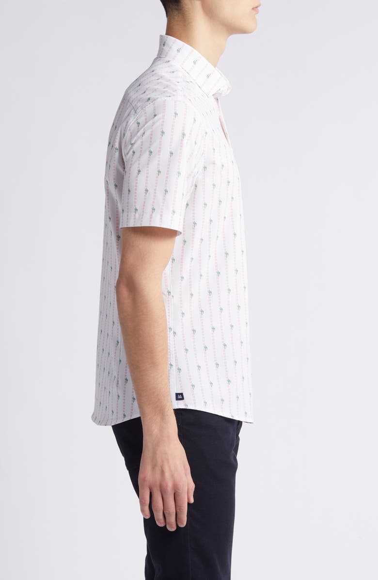 Mizzen+Main Leeward Trim Fit Cactus Stripe Short Sleeve Performance Button-Up Shirt, Alternate, color, 