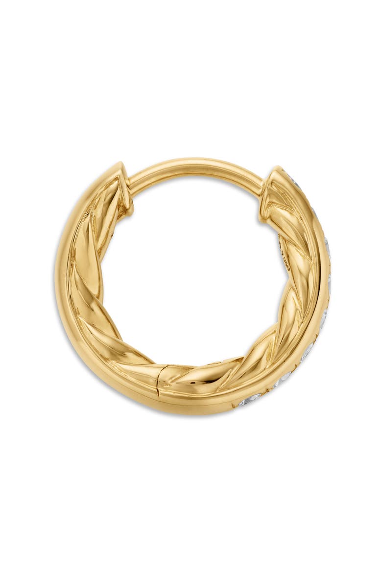 Sculpted Cable Pavé Diamond Huggie Hoop Earrings, Alternate, color, 18K YELLOW GOLD