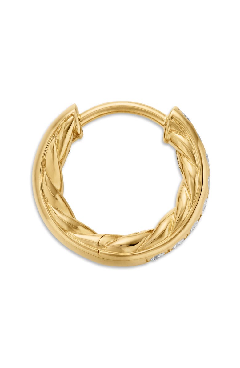 David Yurman Sculpted Cable Pavé Diamond Huggie Hoop Earrings, Alternate, color, 18K Yellow Gold
