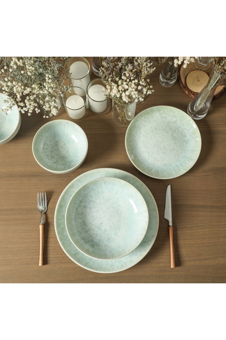 Riley 16-Piece Dinnerware Set Stoneware, Service for 4, Alternate, color, Seafoam