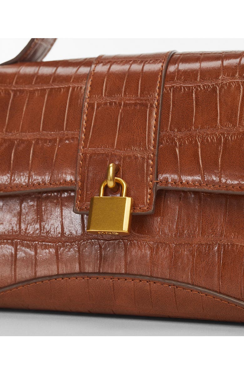 MANGO Padlock Croc Embossed Envelope Top Handle Bag, Alternate, color,
