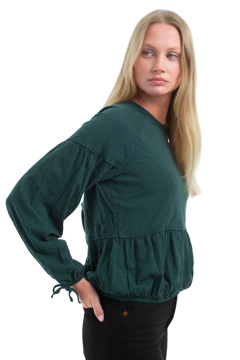 Shirred Elastic Hem Tee, Alternate, color, Dark Sea