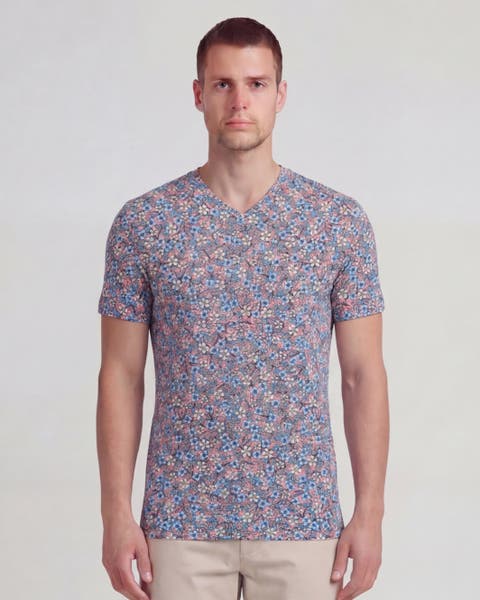 Floral Field Mens Vneck Tee