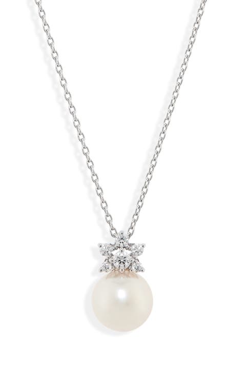 Akoya Cultured Pearl & Diamond Pendant Necklace
