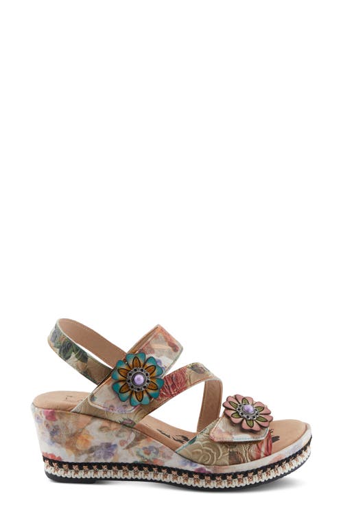L'artiste By Spring Step Blissful Slingback Platform Wedge Sandal In Beige Multi