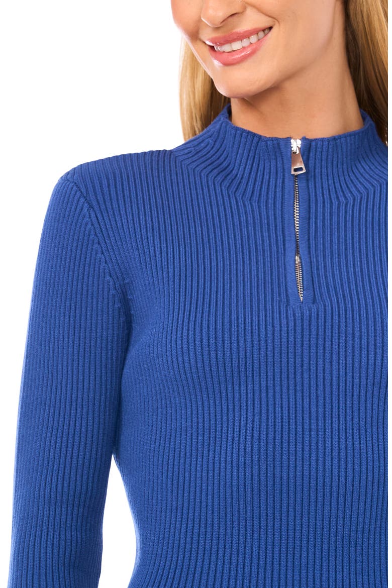 Rib Quarter Zip Sweater, Alternate, color, MOUNTAIN BLUE