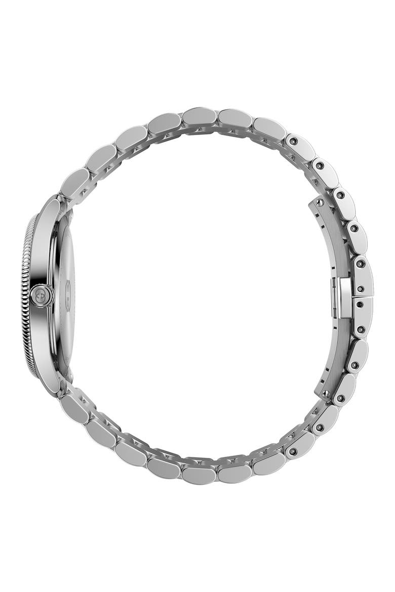 G-Timeless Mother-of-Pearl & Diamond Bracelet Watch, 29mm, Alternate, color, SILVER