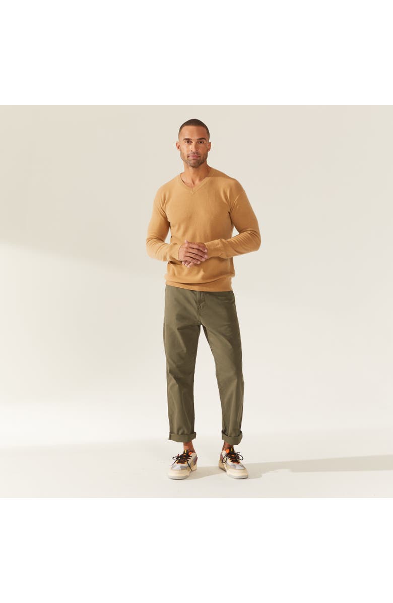 Italic Liam Cashmere V-Neck Sweater, Alternate, color, Camel