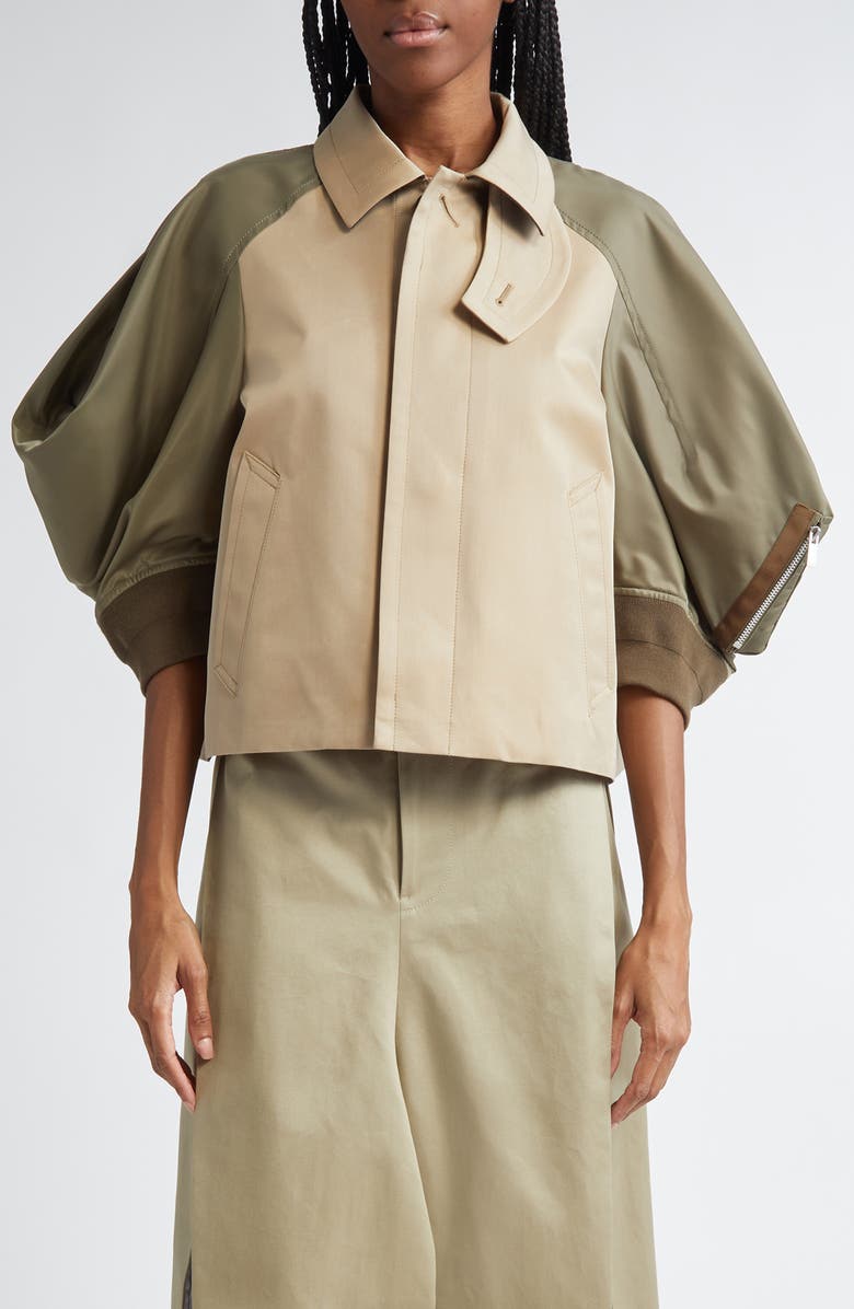 Sacai Gabardine & Twill Raglan Sleeve Jacket, Main, color,