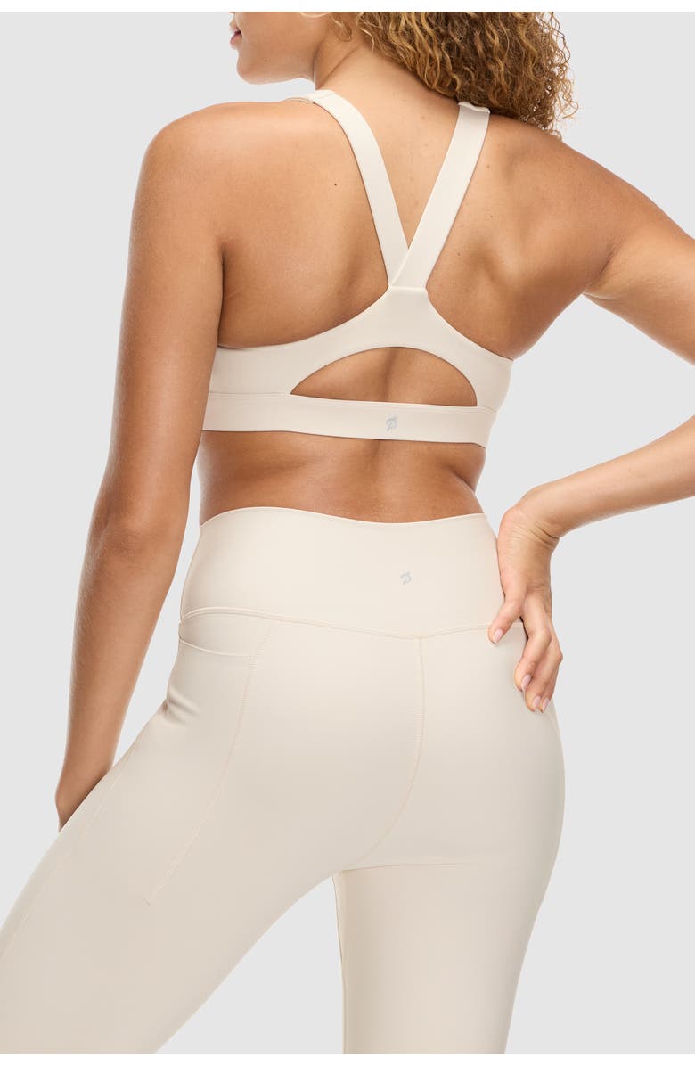 Peloton Cadent Mid Neck V Strap Bra, Alternate, color, Oatmeal