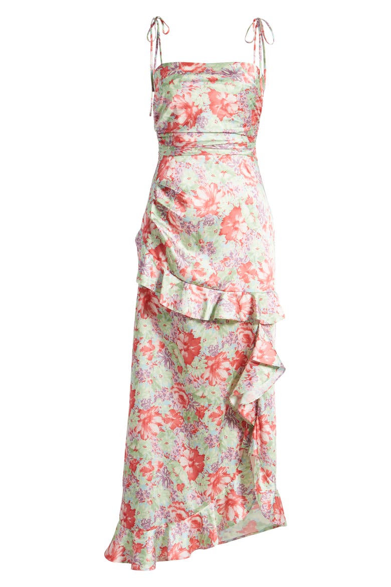 Floral Tie Strap Satin Maxi Dress, Alternate, color, CHERISE WATERCOLOR FLORAL