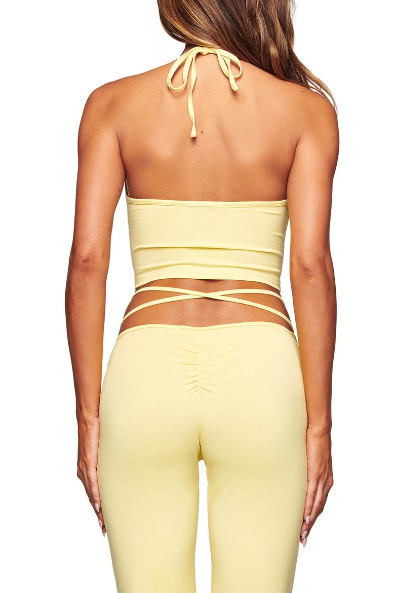 Halo Ruched Halter Top, Alternate, color, BUTTER