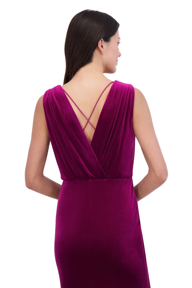 Sleevless Velvet Trumpet Gown, Alternate, color, FUCHSIA