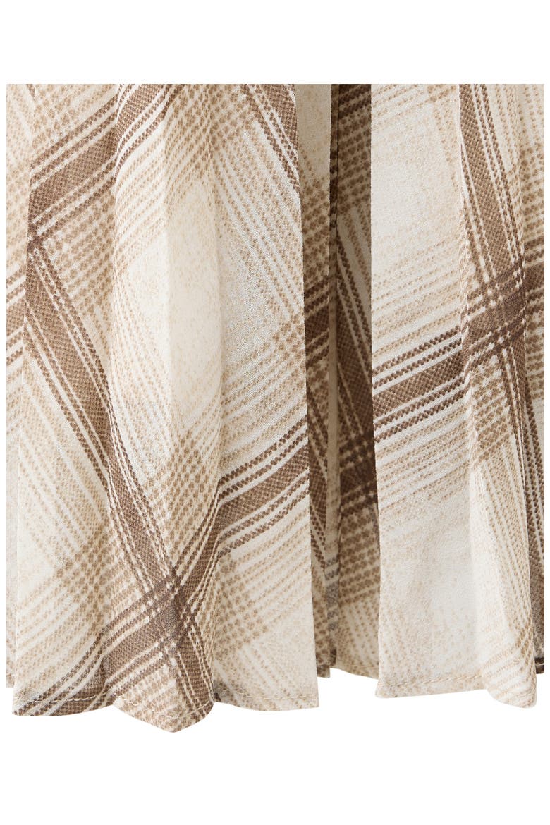 Check Pleated Maxi Skirt, Alternate, color, BROWN