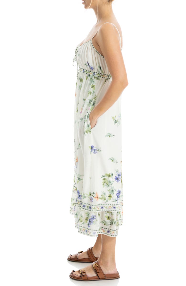 MAX STUDIO Floral Empire Waist Midi Dress, Alternate, color, Cream Purple Flowers