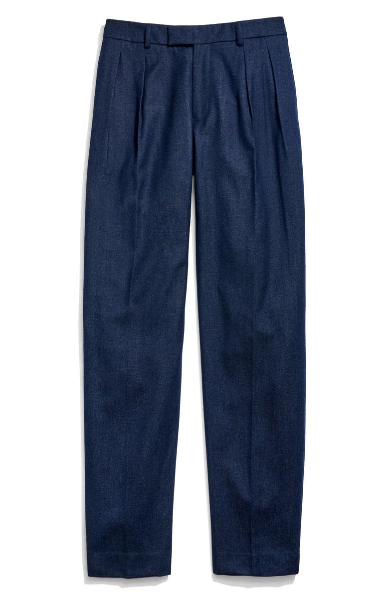 Billy Reid Pleated Cotton & Wool Dress Pants, Alternate, color, Navy