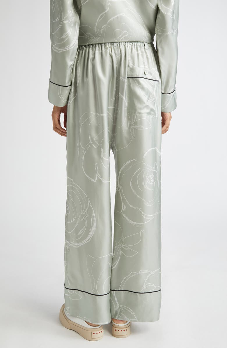 Marni Rose Print Silk Pajama Pants, Alternate, color, Auv19 Sea/Green