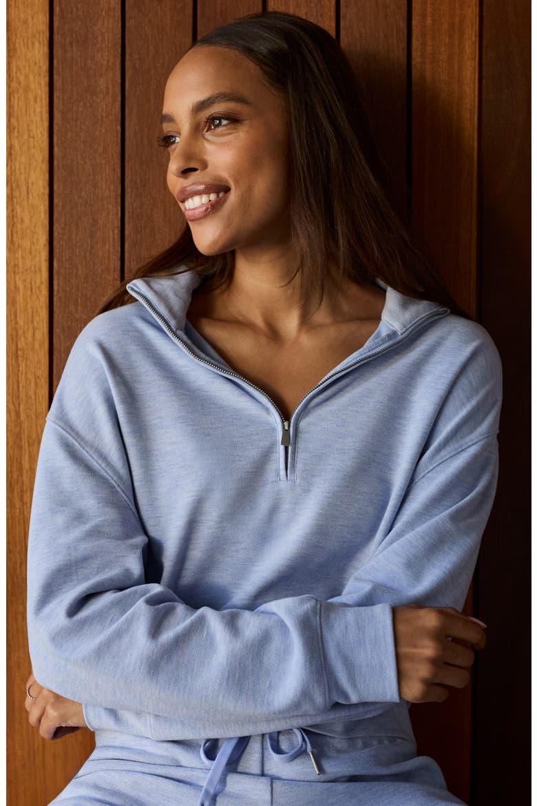 Cloud Half-Zip Pullover, Alternate, color, HEATHER ENGLISH MANOR