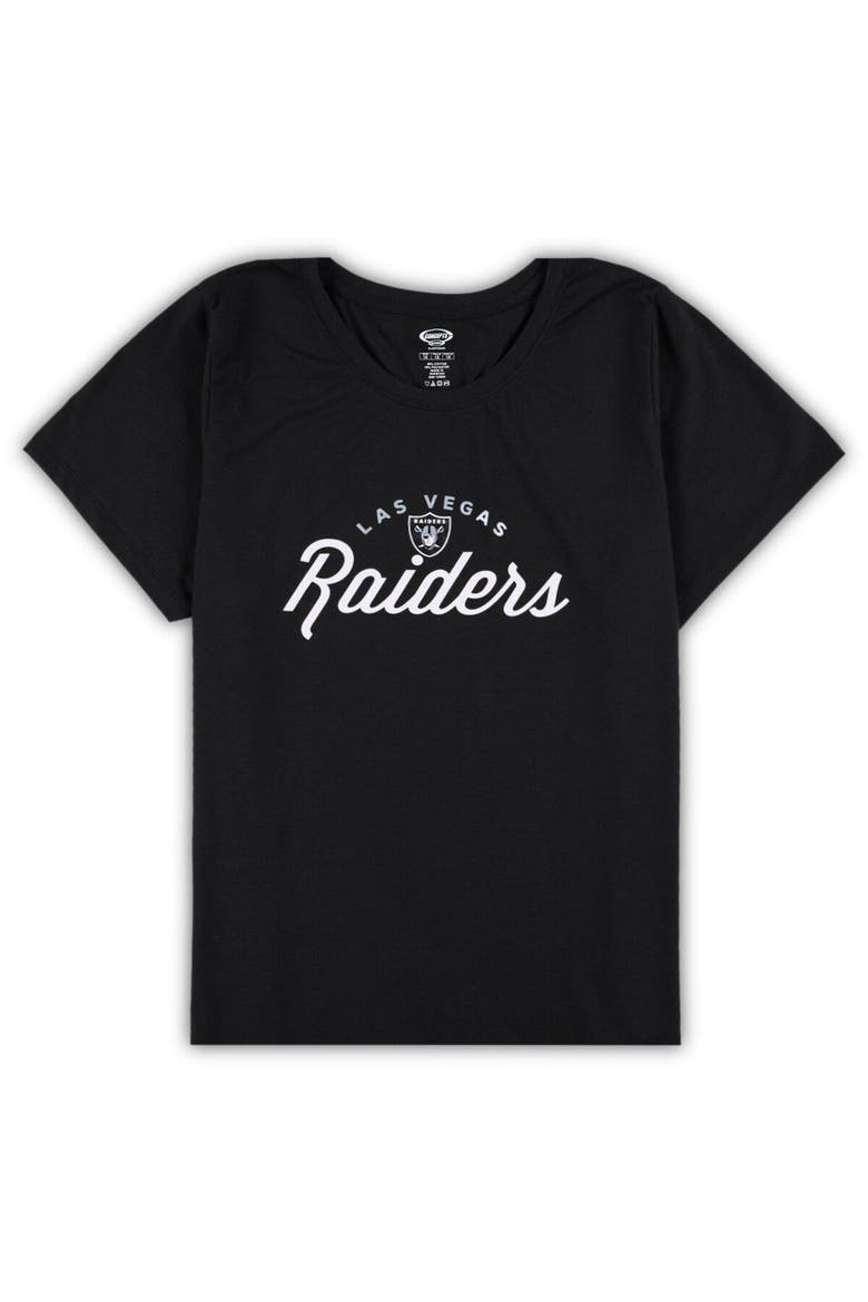 Women's Concepts Sport Black Las Vegas Raiders Plus Size Badge T-Shirt & Flannel Pants Sleep Set, Alternate, color, Black