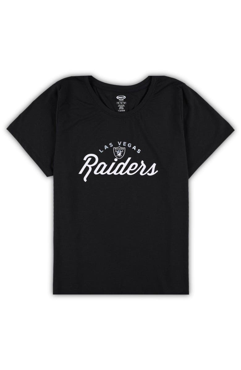 CONCEPTS SPORT Women's Concepts Sport Black Las Vegas Raiders Plus Size Badge T-Shirt & Flannel Pants Sleep Set, Alternate, color, 