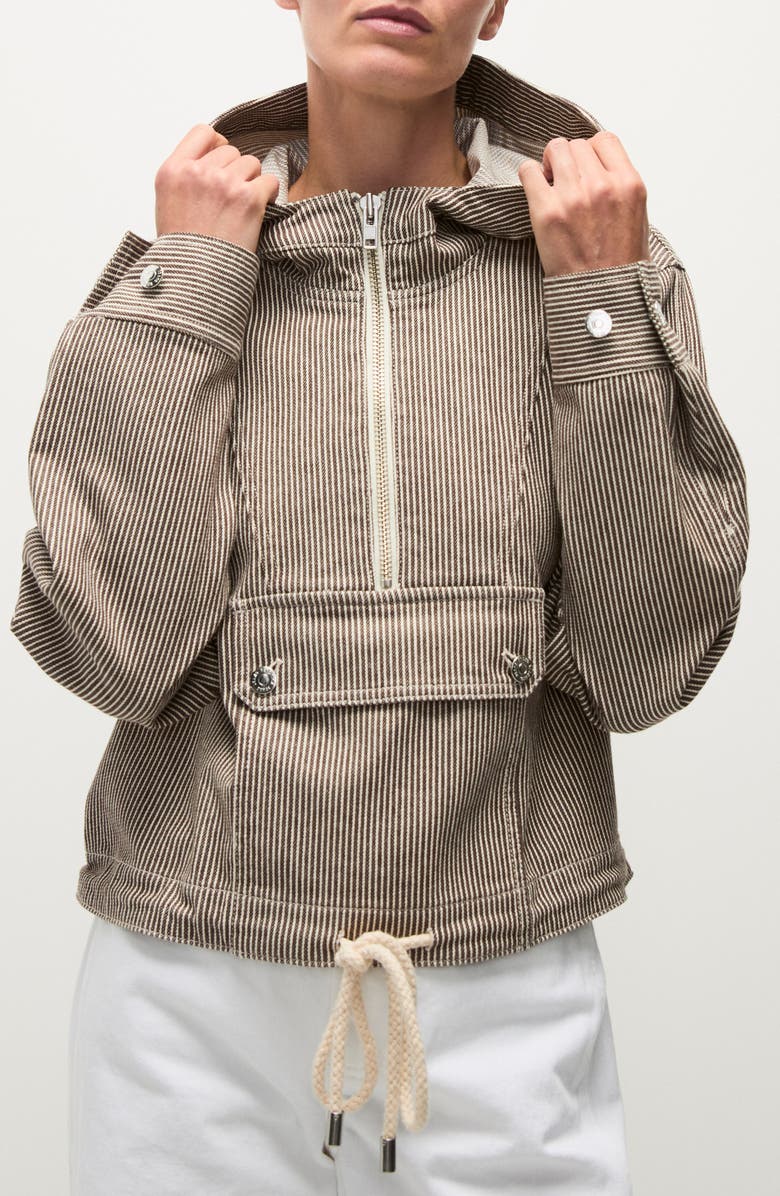 Veronica Beard Kaeli Railroad Stripe Stretch Cotton Half-Zip Jacket, Alternate, color, 