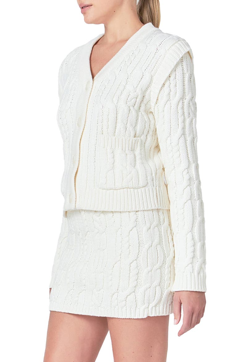 Cable Stitch Cardigan, Alternate, color, IVORY