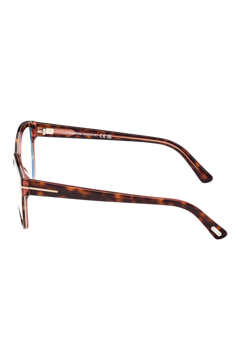 54mm Cat Eye Blue Light Blocking Optical Glasses, Alternate, color, HAVANA AND PINK / T LOGO