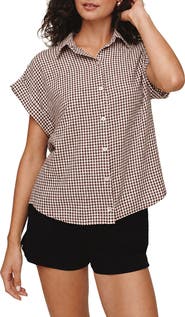 Bella Dahl Gingham Short Sleeve Button-Up Shirt