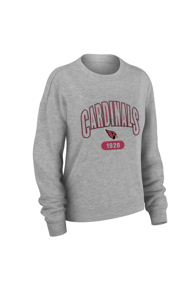 Women's WEAR by Erin Andrews Heather Gray Arizona Cardinals Knit Long Sleeve Tri-Blend T-Shirt & Pants Sleep Set, Alternate, color, Heather Gray