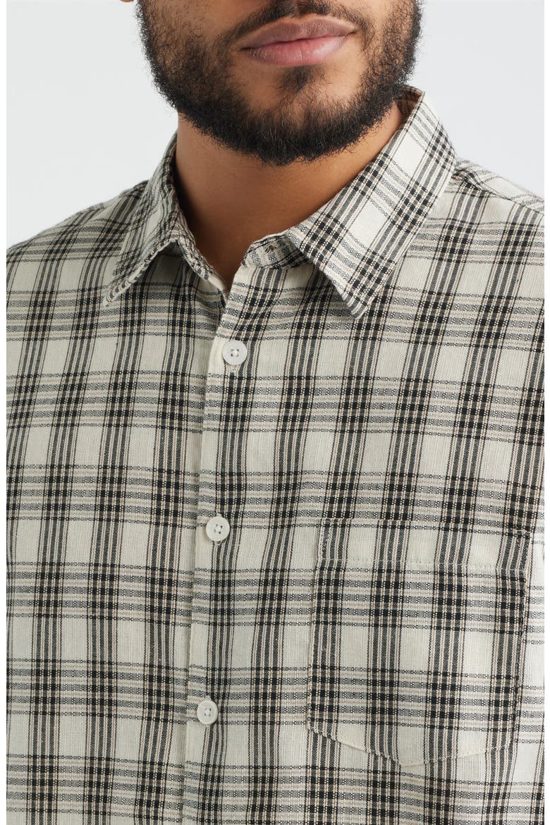 Office Woven Check Short Sleeve Cotton Button-Up Shirt, Alternate, color, CREAM