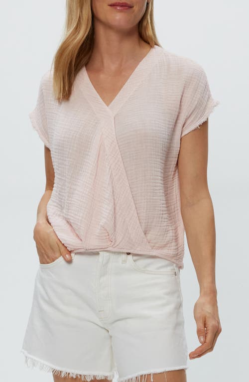 Michael Stars Evie Gauze Faux Wrap Top In Lychee