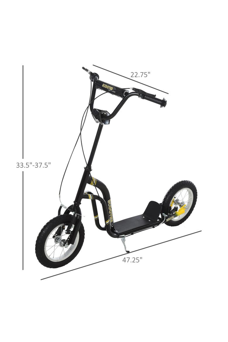 Youth Scooter with Dual Brakes, Inflatable Front Wheel, Alternate, color, Black