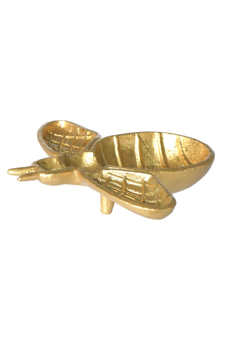 Decorative Cast Iron Gold Bee Shaped Dish, Alternate, color, Gold